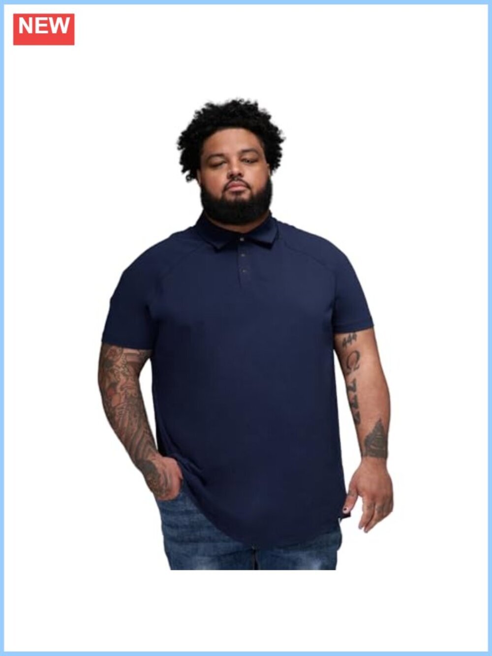 Big Tall Men's Polo Shirt Stretch Cotton Snap Collar Golf